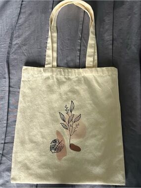 Canvas Floral Tote Bag in Cream